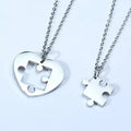 Autism Puzzle Piece Heart Necklace In Silver