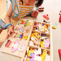 Wooden Rabbits Puzzle Set with Changing Clothes